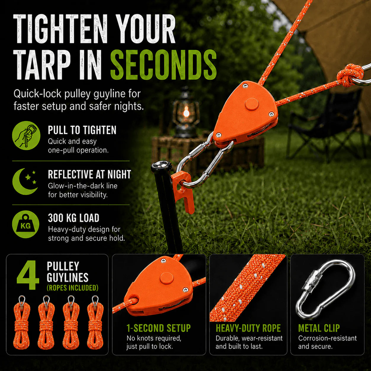 Quick Reflective Camping Rope